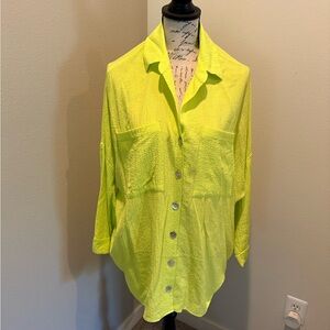 Show Me Your MuMu Neon Yellow Button-Down Shirt